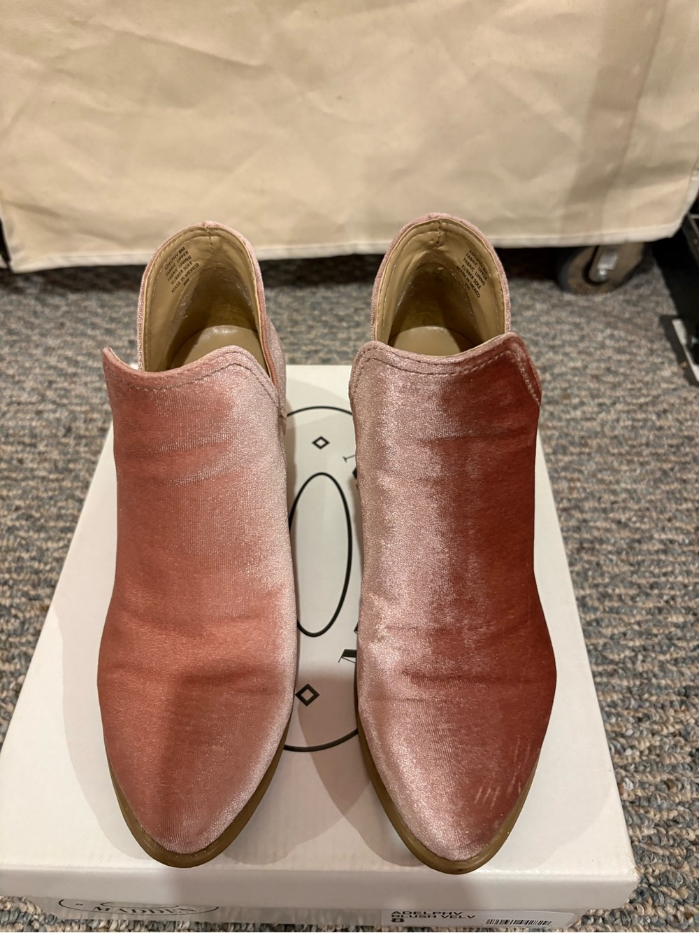 Steve Madden Pink Velvet Slip-On Ankle Booties